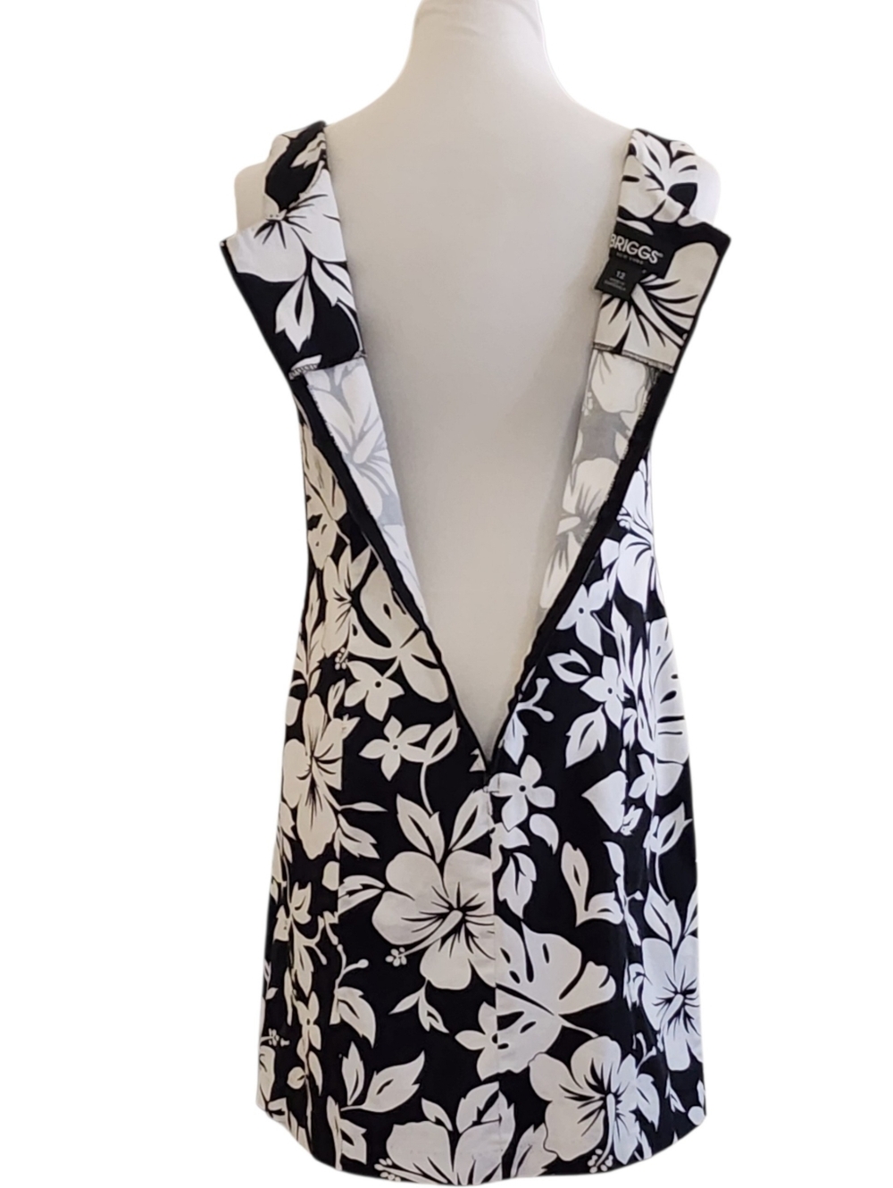 Briggs New York black and white floral shift dress full back zip - Picture 7 of 12
